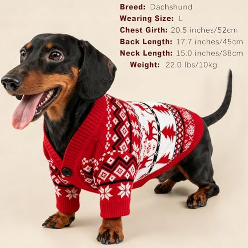 Dog Christmas Sweater Red Plaid Cardigans Dog Christmas Outfit Soft Warm Knitted Pet Clothes Cold Weather Puppy Clothes for Small Medium Large Dogs Cats - Image 2