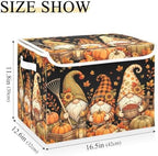 Bolaz Gnome Pumpkin in Autumn Storage Bins with Lids and Handles, Storage Box Basket with Cover Collapsible Organizer Containers for Home Closet, Shelves - Image 3