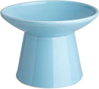Ceramic Elevated Cat Bowls - 6.2 Inch Extra Wide Raised Cat Food and Water Bowl Set for Indoor Cats, Whisker-Friendly Ceramic Cat Dish for Elder Big Cats & Small Dogs,Blue,1 Pack
