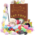 QUOZUO 30 Pcs Cat Toy Kitten Toys Set, Interactive Cat Toy Wand Cat Springs Ball Toy with Bells, Cat Toys for Bored Indoor Cats, Gift Box Styles by QUOZUO