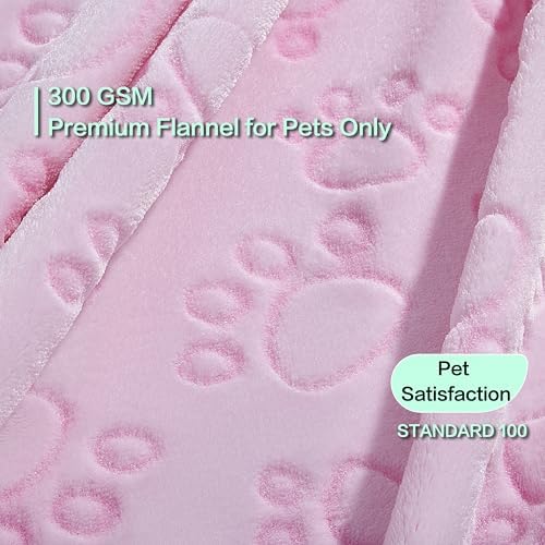 Stuffed Premium Soft Dog Blanket, with Flannel Pink Cute Paw Print, Cat Blanket Puppy Supplies Dog Products Stuff Essentials(Pink 32x40 inches) - Image 2