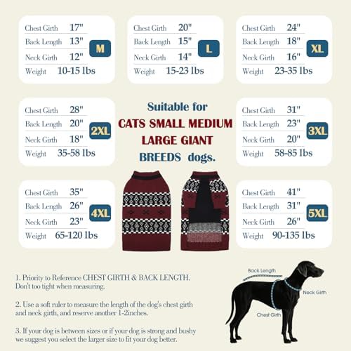ROZKITCH Dog Sweaters for Medium Dogs Girl Boy, Thick Knit Dog Sweater, Heavy Winter Coat for Small Breeds, Turtleneck Pullover for Medium Dogs DarkRed L - Image 5