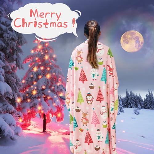 Cloele Christmas Throw Blanket,Pink Xmas Blanket for Women Girls,50x60in - Image 4