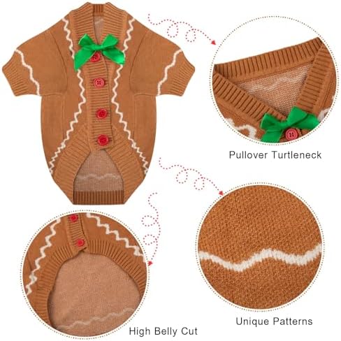 Dog Christmas Sweater Red Plaid Cardigans Dog Christmas Outfit Soft Warm Knitted Pet Clothes Cold Weather Puppy Clothes for Small Medium Large Dogs Cats - Image 6