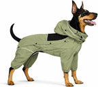 LOVELONGLONG Waterproof Dog Raincoat with Removable Hood – Outdoor Full Body Dog Jacket, Windproof Snowproof Shell Suit – All Season Pet Rain Gear Sage Green 4XL