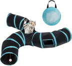 Cat Tunnel,3 Way Large Collapsible Tunnels Tube Upgrade with 4 Peek Hole,S-Shaped Maze House Play Toy Interactive Cat Toy for Cat Kitten Kitty Rabbit