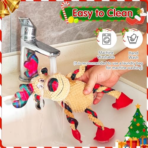 Christmas Plush Squeaky Dog Toy With Crinkle Paper, Cute Puppy Toys With Cotton, Durable Interactive Chew Toys for Small Medium Large Breed - Image 5
