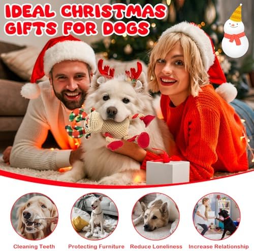 Christmas Squeaker Dog Toys Interactive Durable Dog Chew Toys Reindeer Plush Toy for Puppy Small Dogs Medium Dogs and Large Dogs Birthday - Image 4