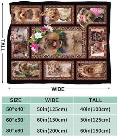 Yorkshire Terrier Blanket for Girls Women Boys Men Adults Kids Soft Cozy Fleece Yorkie Dog Throw Blankets Gifts Warm Flannel Plush Stuff Lightweight Decorative for Couch Bed Sofa 60"X50" - Image 7