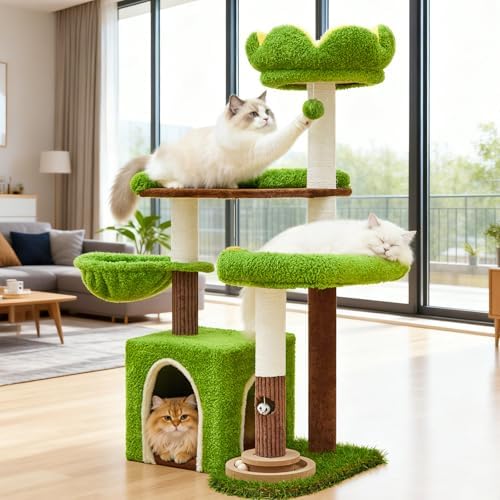 Woochpet Cat Tree Tower, Green by WOOCHPET