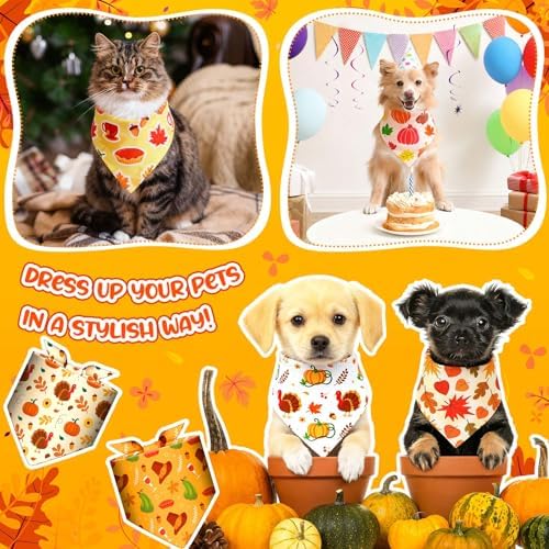 Geyoga 240 Pcs Fall Dog Bandanas Bulk, Thanksgiving Pet Bandanas - Image 4