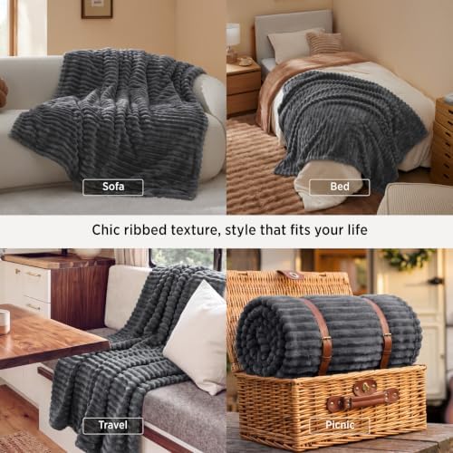 Bedsure Soft Twin Blanket for Bed Decor Gifts Frost Gray 60"x80" - Image 4