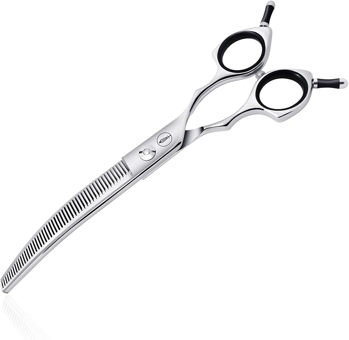 HASHIMOTO Curved Thinning Shears for Dogs, 7.0 inch, 30% Thinning Rate. | Lightweight, 440C Stainless Steel, Sharp, Easy to Use