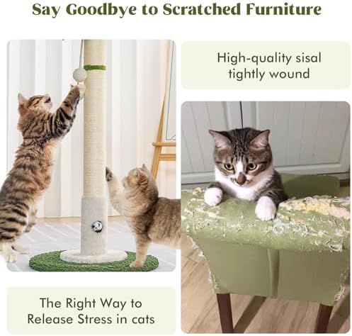 Woochpet Cat Scratching Post for Indoor Cats,36" Tall Cat Scratcher （White） - Image 5