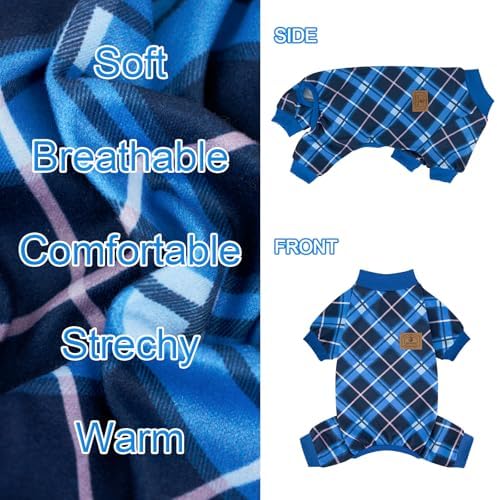 XPUDAC 4 Pack Dog Pajamas Plaid Dog Clothes for Small Medium Dogs Girl Boy Comfy Puppy Onesie Pet Christmas Outfit Cat Pjs Jammies, 2XL - Image 6