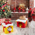 PETSITE Christmas-Themed Gift Box-Shaped Cat House, Stackable 2-Piece Indoor Cat Caves for Kittens, Colorful 2-Story Cat Hideaway Cat Bed for Indoor Cats - Image 3