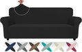 ZNSAYOTX Super Stretch Sofa Cover (72"-92"), New Striped Sofa Covers Fitted Slipcovers with Elastic Bottom, Dog Cat Pets Proof Spandex Washable Fabric Comfortable & Durable (Black, Sofa)