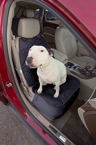 4Knines Heavy Duty Front Bucket Seat Cover for Dogs, Waterproof, Black | Heavy-duty 600D polyester + K9-Shield waterproof protection. Fits captain & bucket seats. Nonslip. Easy install & clean.