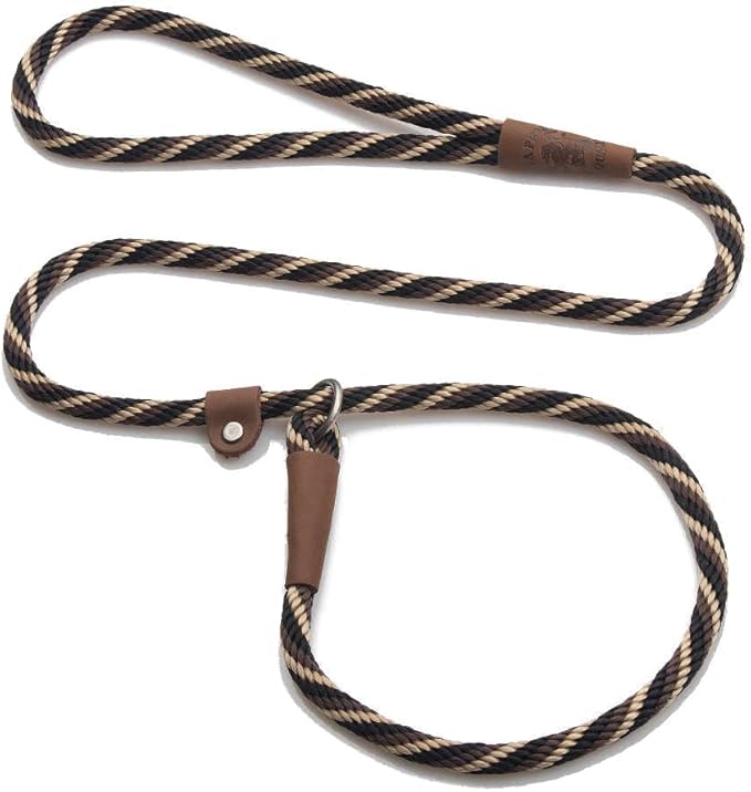 Mendota Pet Slip Leash - Dog Lead and Collar Combo - Made in The USA - Mocha, 3/8 in x 4 ft - for Small/Medium Breeds