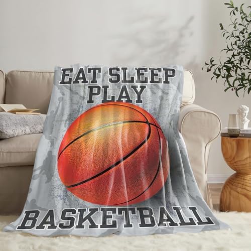Basketball Blanket for Girls Women Boys Men Adults Kids Soft Cozy Fleece Sports Throw Blankets Gifts Warm Flannel Plush Lightweight Decor for Couch Bed Sofa 60"X50" - Image 4