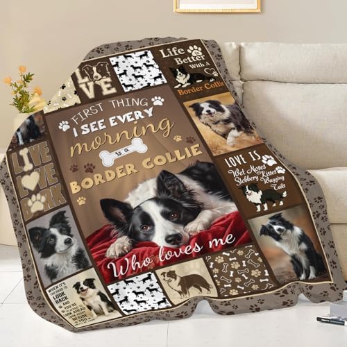 Border Collie Blanket for Girls Women Boys Men Adults Kids Soft Cozy Fleece Dog Pet Throw Blankets Gifts Warm Flannel Plush Lightweight Decor for Couch Bed Sofa 80"X60" - Image 5