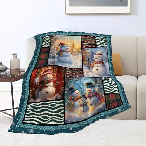 Snowmen Blanket Christmas Winter Snowmen Lover Throw Blankets Gifts for Girls Boys Kids Soft Cozy Fleece Plush for Couch Sofa Bed 80"x60" - Image 2