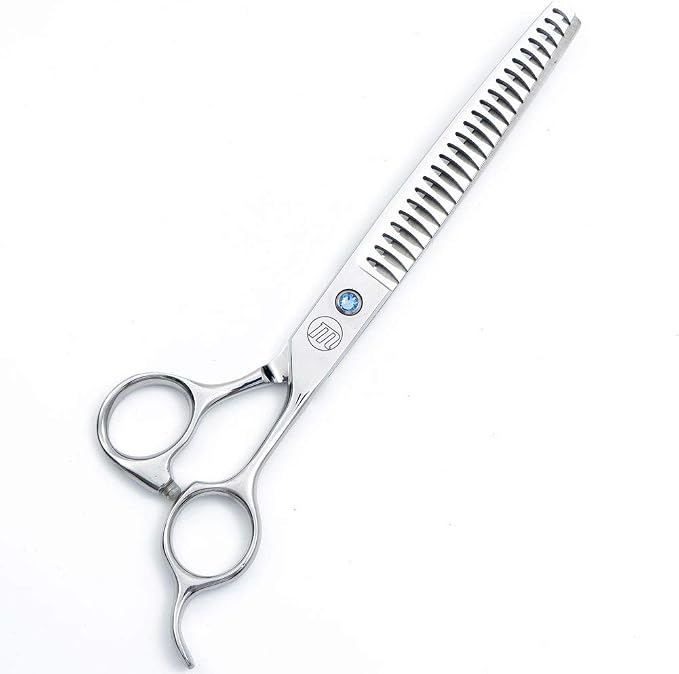 Moontay 8" Professional Dog Grooming Scissors Set of 5 with Pet Comb & Bag | Pet Grooming Chunkers Shears for Dog, Curved Dog Grooming Scissors, Thinning Shears for Dog with Grooming Comb, Silver