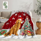 Christmas Throw Blanket Soft and Warm Throw Blankets for Couch Sofa Bed Winter Holiday Snowflakes Cute Dog Decorative Cozy Blanket Blanket 50"x60" - Image 2