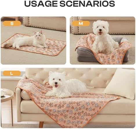 Luciphia 1 Pack 3 Blankets Super Soft Fluffy Premium Fleece Pet Blanket Flannel Throw for Dog Puppy Cat Paw Brown/Pink/White Medium(30x20 inch) - Image 5