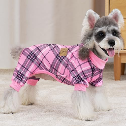 XPUDAC 4 Pack Plaid Dog Pajamas Outfits Cozy Doggy Clothes for Small Medium Dogs Girl Boy Puppy Onesie for Christmas Pet Pjs Jammies, L - Image 4