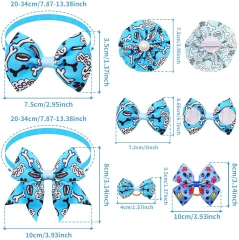 120PCS Dog Bows Pack Include 60PCS Dogs Collar Flowers and Bowties Attachments 20PCS Bowties with Adjustable Collar 40PCS Hair Bows for Small Medium Cats Pets Paw Bone Grooming Accessories - Image 2