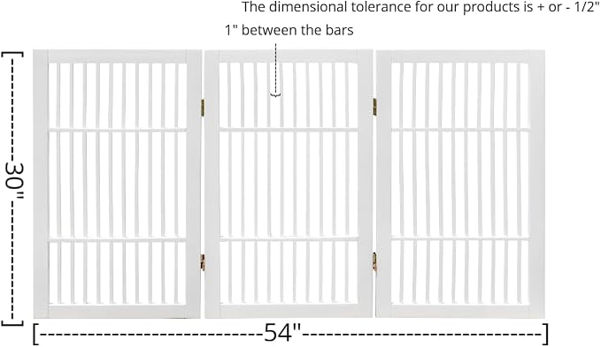 Urnporium Pet Dog Gate Freestanding, Strong Durable Folding Wooden Fence, Portable Acacia Hardwood Safety Barrier for Indoor & Outdoor Use (White Pet Gate, 3 Panel 30" Tall)