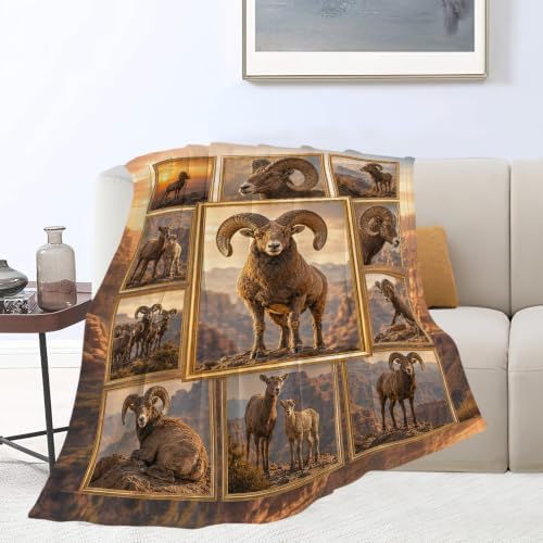 Bighorn Sheep Throw Blanket Gifts for Wild Animal Lover 80"X60" - Image 3