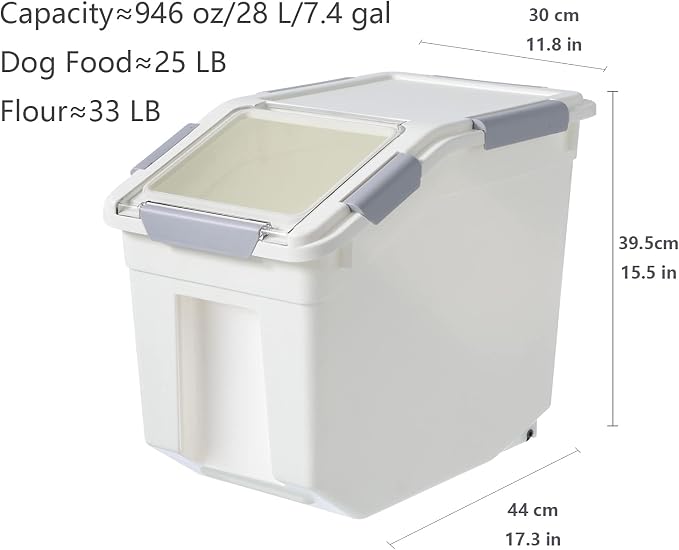 LISM 2 Pack Dog Food Storage Container with Scoop,Large Airtight Pet Dog Food Bin,Container for Dog Treats Rice,Dog Cat Dry Food Bin,Baking Supplies,Flour,Rice,Kitchen Pantry Cereal(25 LB)