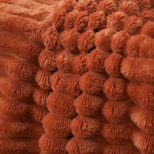 Burnt Orange Fleece Throw Blanket 50”×60” for Couch Sofa Livingroom - Image 6