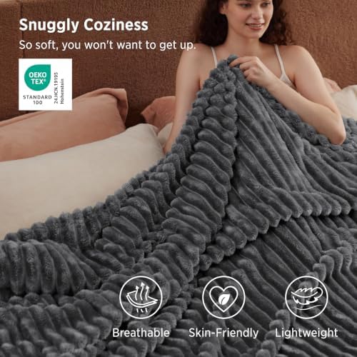 Bedsure Soft King Size Blankets for Bed Frost Gray 108"x90" - Image 3
