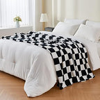 BEDELITE Checkered Fleece Throw Blanket for Couch, Black & White, 50"x60" - Image 3