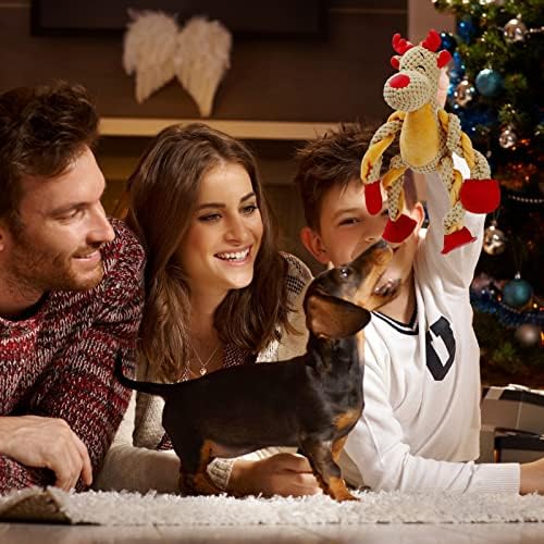Senneny Christmas Dog Toys, Squeaky Reindeer Plush with Ropes for Tug of War, Durable Interactive Chew Toys for Puppy Small Medium Large Dogs - Image 6
