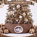 Christmas Tree Cat Tunnel 36 in Donut Bed, Brown, Flannel, Corduroy - Image 5