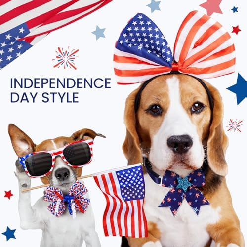 Huhumy 50 Pcs 4th of July Dog Bow Ties Patriotic Dog Collars Bulk - Image 3