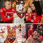 Paterr 12 Pcs Christmas Dog Bandanas, 6 Reindeer Headband 6 Plaid Scarf - Image 4
