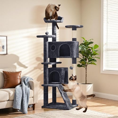 Yaheetech 62in Cat Tree with 2 Condos Sisal Scratching Post Sturdy Tower - Image 2