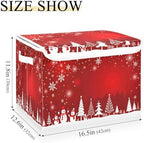 Bolaz Storage Bins with Lids and Handles, Christmas Tree Snowman Storage Box Storage Basket with Cover Collapsible Organizer Containers for Home Closet, Shelves - Image 3