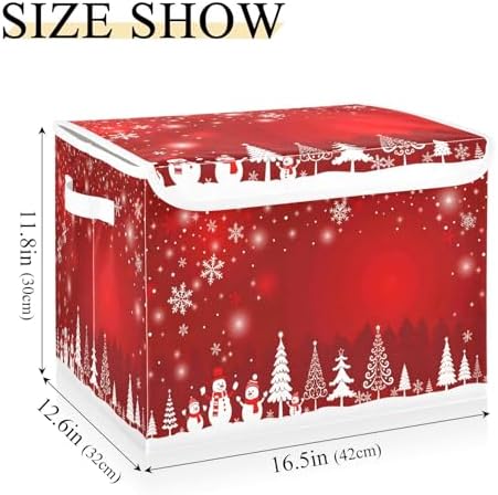 Bolaz Storage Bins with Lids and Handles, Christmas Tree Snowman Storage Box Storage Basket with Cover Collapsible Organizer Containers for Home Closet, Shelves - Image 3