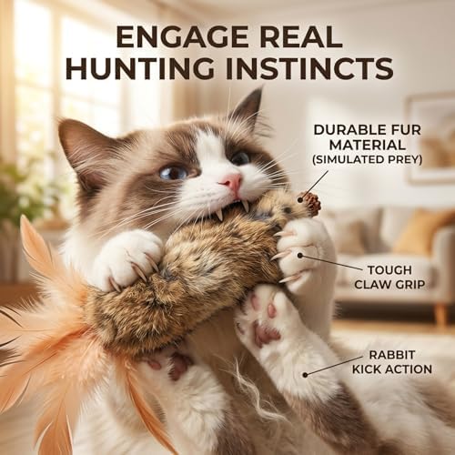 Cat Toys with Rabbit Feather 6 Kicker Fur Interacitve Toy Crinkle - Image 2