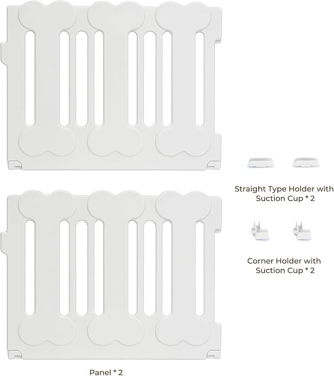 2-Panel Add-On Set | Fits 4/6/8/10 Panel Harbor Dog Playpens – Lightweight Premium HDPE Panels with Connectors (White)
