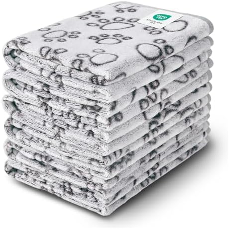 Luciphia 1 Pack 6 Dog Blankets Cat Soft Fluffy Fleece Pet Blanket Warm Cute Print Design Puppy Kitten Doggy Paw Grey Large(41"x31") by luciphia