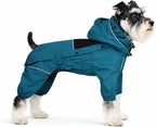LOVELONGLONG Waterproof Dog Raincoat with Removable Hood – Outdoor Full Body Dog Jacket, Windproof Snowproof Shell Suit – All Season Pet Rain Gear Ocean Teal S