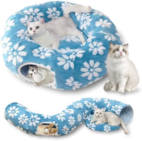 Cute Round Cat Tunnel for Indoor Cats, Blue by Yaning