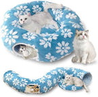 Cute Round Cat Tunnel for Indoor Cats, Blue by Yaning